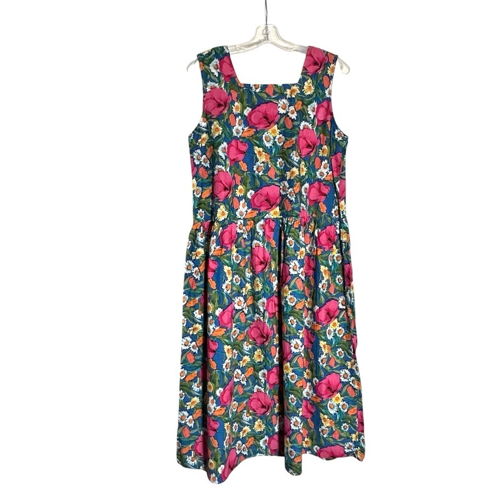 Heiress Vintage 80's Cottagecore Cotton Floral Sleeveless Dress Size M
